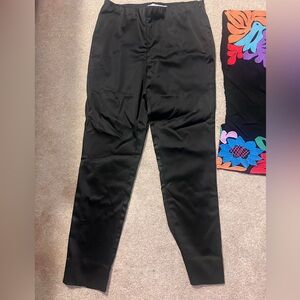 Sarah Campbell black satin women’s pants size zipper